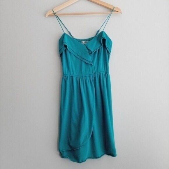 BILLABONG Tank Top Tunic Ruffle Neckline Blue Sz M Flawed - Picture 2 of 9